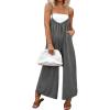 imageCHARTOU Women Wide Leg Jumpsuit One Piece Loose Spaghetti Straps Sleeveless Jumpsuits Flowy Pants Summer romperGrey