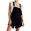 imageCHARTOU Womens Bib Corduroy Overalls Shorts Jumpsuit Adjustable Strap Romper Roll Up Shortalls with PocketsBlack