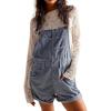 imageCHARTOU Womens Bib Corduroy Overalls Shorts Jumpsuit Adjustable Strap Romper Roll Up Shortalls with PocketsBlue