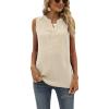 imageCHARTOU Womens Chiffon Pom Pom Tank Top Swiss Dot VNeck Sleeveless High Low Tee ShirtApricot