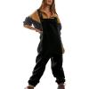 imageCHARTOU Womens Fleece Bib Overalls Jumpsuits Cargo Loose Long Romper Jogger Boyfriend Harem Pants BaggyBlack
