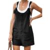 imageCHARTOU Womens Loose Straps Shorts Romper Printed Suspender Bib Overalls JumpsuitBlack
