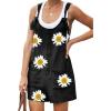 imageCHARTOU Womens Loose Straps Shorts Romper Printed Suspender Bib Overalls JumpsuitBlack2