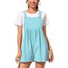 imageCHARTOU Womens Summer Casual Short Overall Cotton Linen Romper Shortalls Jumpsuit ShortsLake Blue