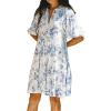 imageCHARTOU Womens V Neck Stripe Boho Beach Shirt Dress Midi Casual Tiered Floral Babydoll Tunic DressFloral