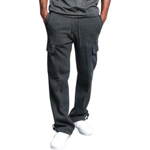 imageCHARTOU Men Casual Straight Leg Elastic Waist Lounge Pants Cargo Sweatpants with Pockets DrawstringDark Grey