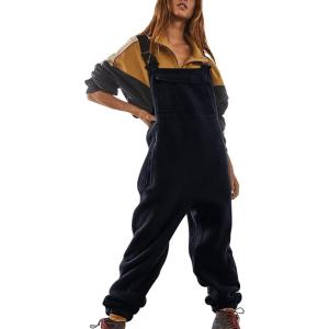 imageCHARTOU Womens Fleece Bib Overalls Jumpsuits Cargo Loose Long Romper Jogger Boyfriend Harem Pants BaggyNavy