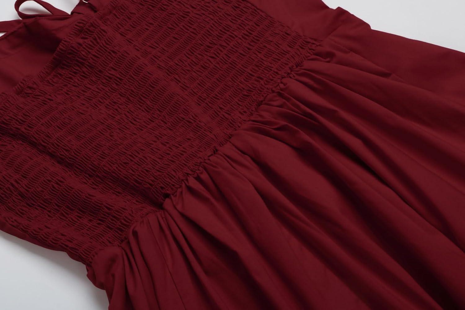 imageCHARTOU Womens Spaghetti Strap Midi Dress Sleeveless Square Neck Dress Floral Split Cottagecore DressRed