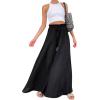 imageCHARTOU Women Elastic Waist Wide Leg Palazzo Pants Flowy Beach Pants Lounge Trousers Flared Pants CulottesBlack