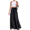imageCHARTOU Women Elastic Waist Wide Leg Palazzo Pants Flowy Beach Pants Lounge Trousers Flared Pants CulottesBlack