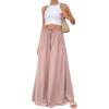 imageCHARTOU Women Elastic Waist Wide Leg Palazzo Pants Flowy Beach Pants Lounge Trousers Flared Pants CulottesPink