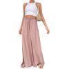 imageCHARTOU Women Elastic Waist Wide Leg Palazzo Pants Flowy Beach Pants Lounge Trousers Flared Pants CulottesPink