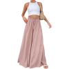 imageCHARTOU Women Elastic Waist Wide Leg Palazzo Pants Flowy Beach Pants Lounge Trousers Flared Pants CulottesPink