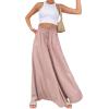 imageCHARTOU Women Elastic Waist Wide Leg Palazzo Pants Flowy Beach Pants Lounge Trousers Flared Pants CulottesPink