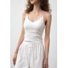 imageCHARTOU Women Flowy Wide Leg Palazzo Carpi Pants with Pockets Lightweight Crop PantsWhite