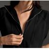 imageCHARTOU Women Plain Half Zip Sweatshirt Dress Sleeveless Hoodie Mini Dress Summer Casual V Neck Tunic Dress PocketBlack
