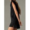 imageCHARTOU Women Plain Half Zip Sweatshirt Dress Sleeveless Hoodie Mini Dress Summer Casual V Neck Tunic Dress PocketBlack