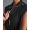 imageCHARTOU Women Plain Half Zip Sweatshirt Dress Sleeveless Hoodie Mini Dress Summer Casual V Neck Tunic Dress PocketBlack