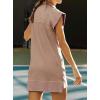 imageCHARTOU Women Plain Half Zip Sweatshirt Dress Sleeveless Hoodie Mini Dress Summer Casual V Neck Tunic Dress PocketDark Pink