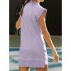 imageCHARTOU Women Plain Half Zip Sweatshirt Dress Sleeveless Hoodie Mini Dress Summer Casual V Neck Tunic Dress PocketLight Purple