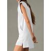 imageCHARTOU Women Plain Half Zip Sweatshirt Dress Sleeveless Hoodie Mini Dress Summer Casual V Neck Tunic Dress PocketWhite