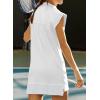 imageCHARTOU Women Plain Half Zip Sweatshirt Dress Sleeveless Hoodie Mini Dress Summer Casual V Neck Tunic Dress PocketWhite