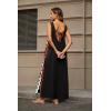 imageCHARTOU Women RIC Rac Open Back Beach Boho Long Summer Sleeveless Tank Dress with PocketsBlack