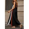 imageCHARTOU Women RIC Rac Open Back Beach Boho Long Summer Sleeveless Tank Dress with PocketsBlack