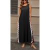 imageCHARTOU Women RIC Rac Open Back Beach Boho Long Summer Sleeveless Tank Dress with PocketsBlack