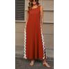 imageCHARTOU Women RIC Rac Open Back Beach Boho Long Summer Sleeveless Tank Dress with PocketsBrown