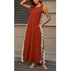 imageCHARTOU Women RIC Rac Open Back Beach Boho Long Summer Sleeveless Tank Dress with PocketsBrown