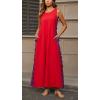 imageCHARTOU Women RIC Rac Open Back Beach Boho Long Summer Sleeveless Tank Dress with PocketsRed