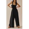 imageCHARTOU Womens Comfy Sleeveless Ruched Smock High Waist WideLeg Palazzo Pants JumpsuitBlack