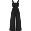 imageCHARTOU Womens Comfy Sleeveless Ruched Smock High Waist WideLeg Palazzo Pants JumpsuitBlack
