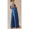 imageCHARTOU Womens Comfy Sleeveless Ruched Smock High Waist WideLeg Palazzo Pants JumpsuitBlue