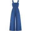 imageCHARTOU Womens Comfy Sleeveless Ruched Smock High Waist WideLeg Palazzo Pants JumpsuitBlue