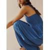 imageCHARTOU Womens Comfy Sleeveless Ruched Smock High Waist WideLeg Palazzo Pants JumpsuitBlue