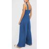 imageCHARTOU Womens Comfy Sleeveless Ruched Smock High Waist WideLeg Palazzo Pants JumpsuitBlue
