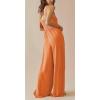 imageCHARTOU Womens Comfy Sleeveless Ruched Smock High Waist WideLeg Palazzo Pants JumpsuitOrange