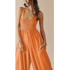 imageCHARTOU Womens Comfy Sleeveless Ruched Smock High Waist WideLeg Palazzo Pants JumpsuitOrange