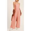 imageCHARTOU Womens Comfy Sleeveless Ruched Smock High Waist WideLeg Palazzo Pants JumpsuitPink