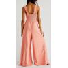 imageCHARTOU Womens Comfy Sleeveless Ruched Smock High Waist WideLeg Palazzo Pants JumpsuitPink