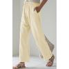 imageCHARTOU Womens Spring Drawstring Waist Loose Fit Cotton Straight Leg Palazzo Beach PantsBeige