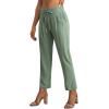 imageCHARTOU Womens Spring Drawstring Waist Loose Fit Cotton Straight Leg Palazzo Beach PantsGreen