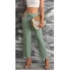 imageCHARTOU Womens Spring Drawstring Waist Loose Fit Cotton Straight Leg Palazzo Beach PantsGreen