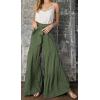 imageCHARTOU Womens Tie Knot High Waist Wide Leg Lounge Pants Tiered Beach Flowy Flare Pants PalazzoArmy Green