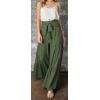 imageCHARTOU Womens Tie Knot High Waist Wide Leg Lounge Pants Tiered Beach Flowy Flare Pants PalazzoArmy Green