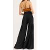 imageCHARTOU Womens Tie Knot High Waist Wide Leg Lounge Pants Tiered Beach Flowy Flare Pants PalazzoBlack