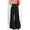 imageCHARTOU Womens Tie Knot High Waist Wide Leg Lounge Pants Tiered Beach Flowy Flare Pants PalazzoBlack