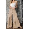 imageCHARTOU Womens Tie Knot High Waist Wide Leg Lounge Pants Tiered Beach Flowy Flare Pants PalazzoKhaki